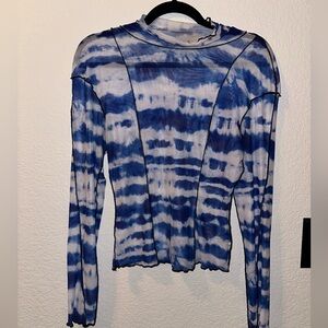 Sheer blue and white longsleeve turtleneck